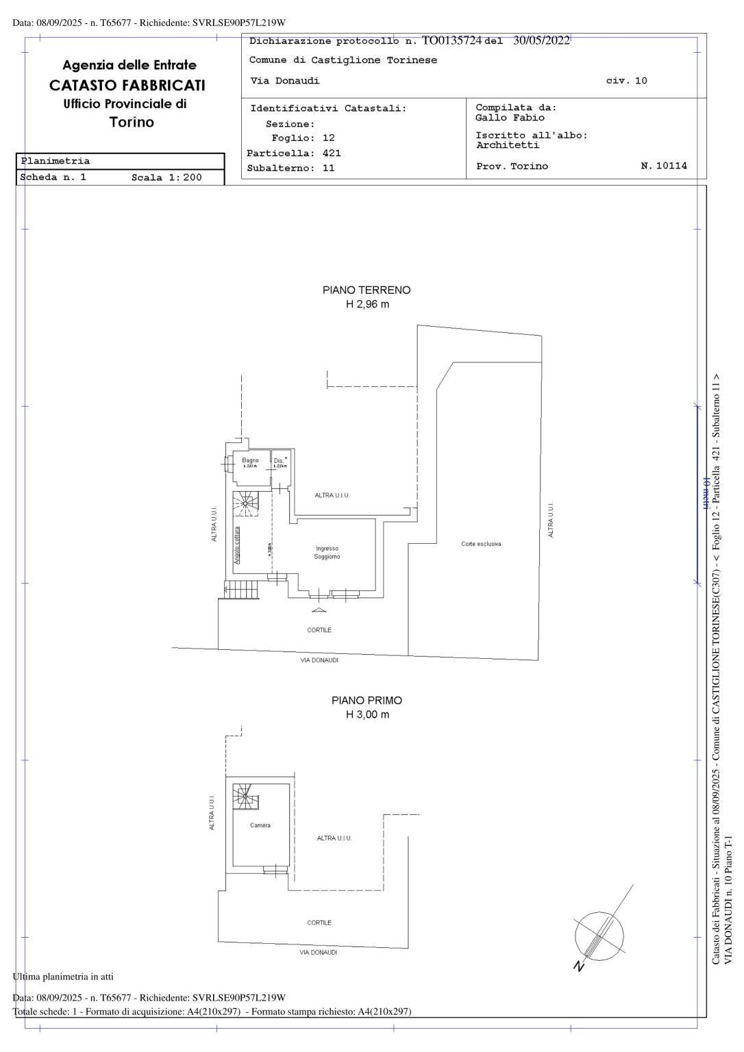 Three-room apartment via Donaudi, 10, Castiglione Torinese - floor plans 1