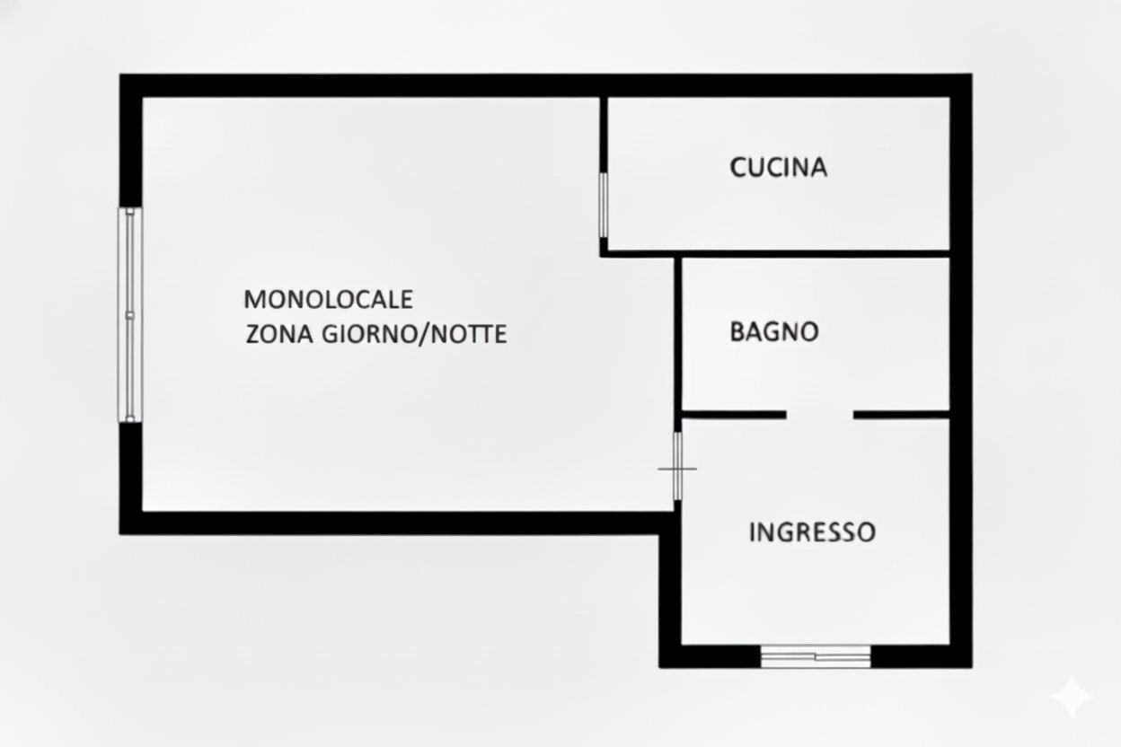 Monolocale via San Secondo, 30, Torino (zona Crocetta) - planimetria 1