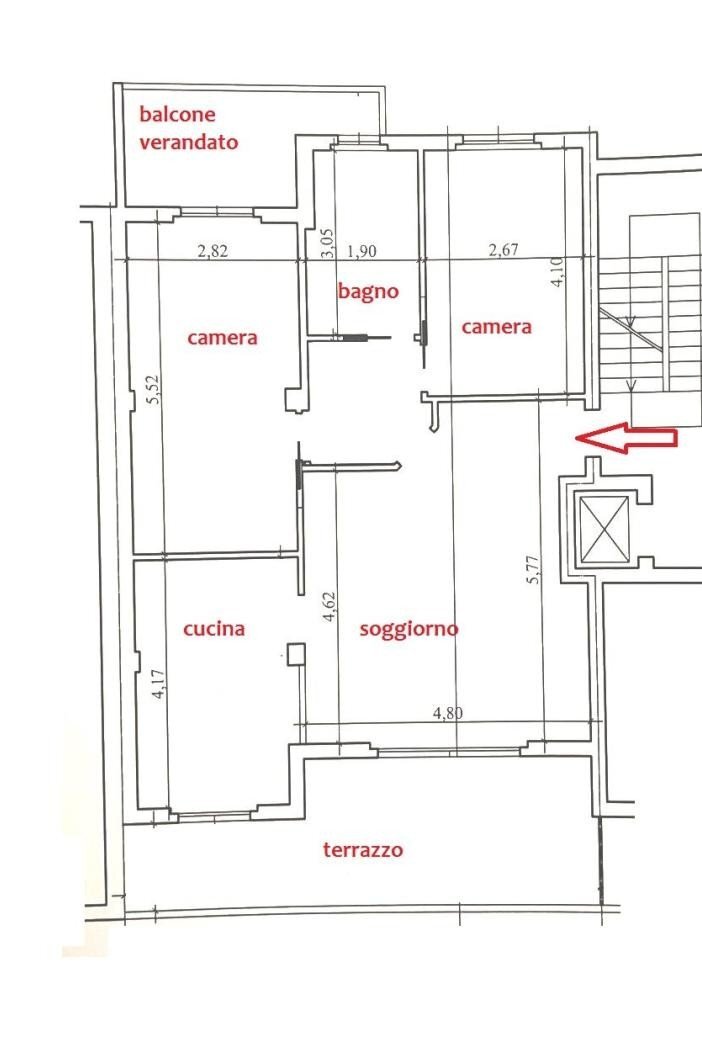 Four-room apartment via Amerigo Vespucci, Alessandria - floor plans 1