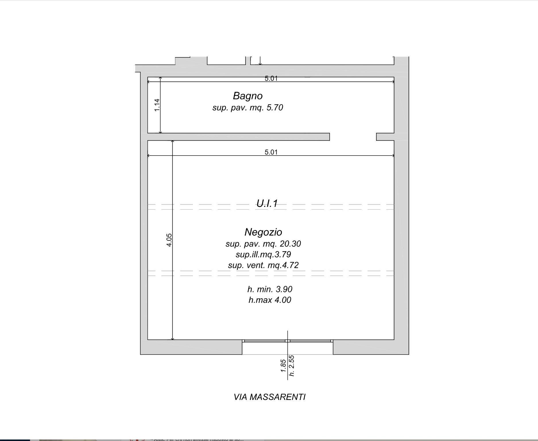 Negozio via Giuseppe Massarenti, 177, Bologna (zona Massarenti) - planimetria 1