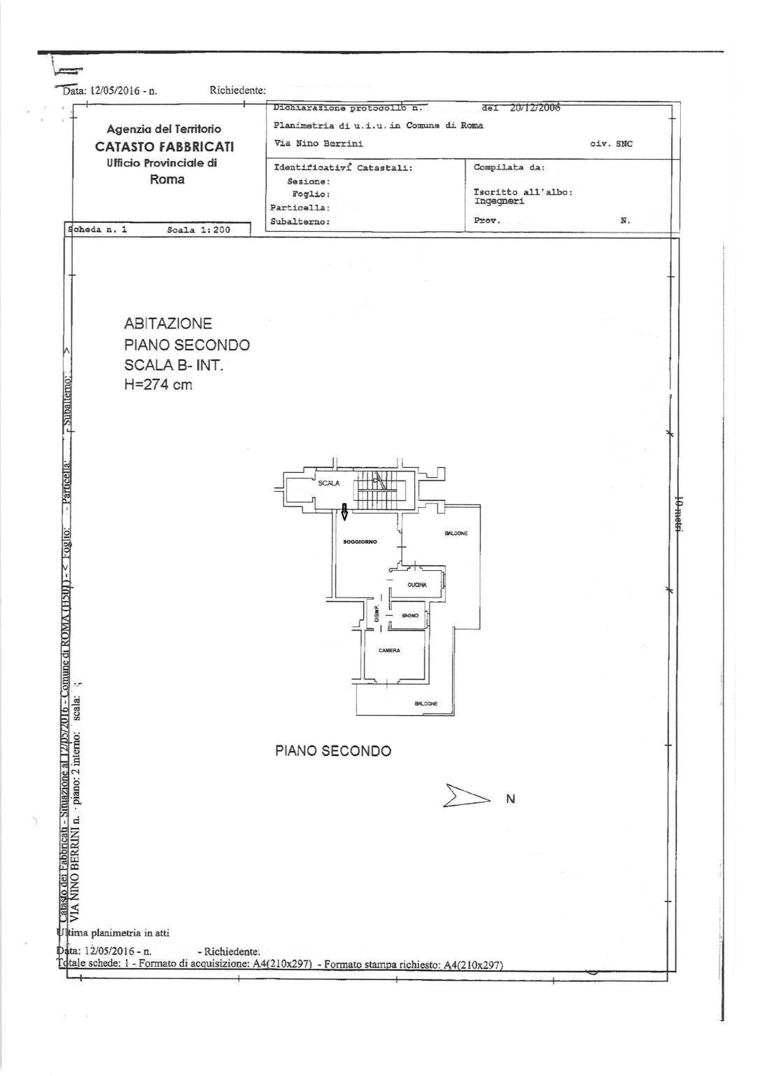 Bilocale via Nino Berrini, Roma - planimetria 1