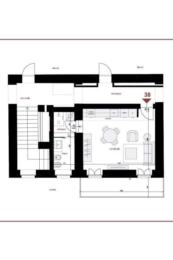 Monolocale via San Francesco di Paola, 3, Torino (zona Centro) - planimetria 1