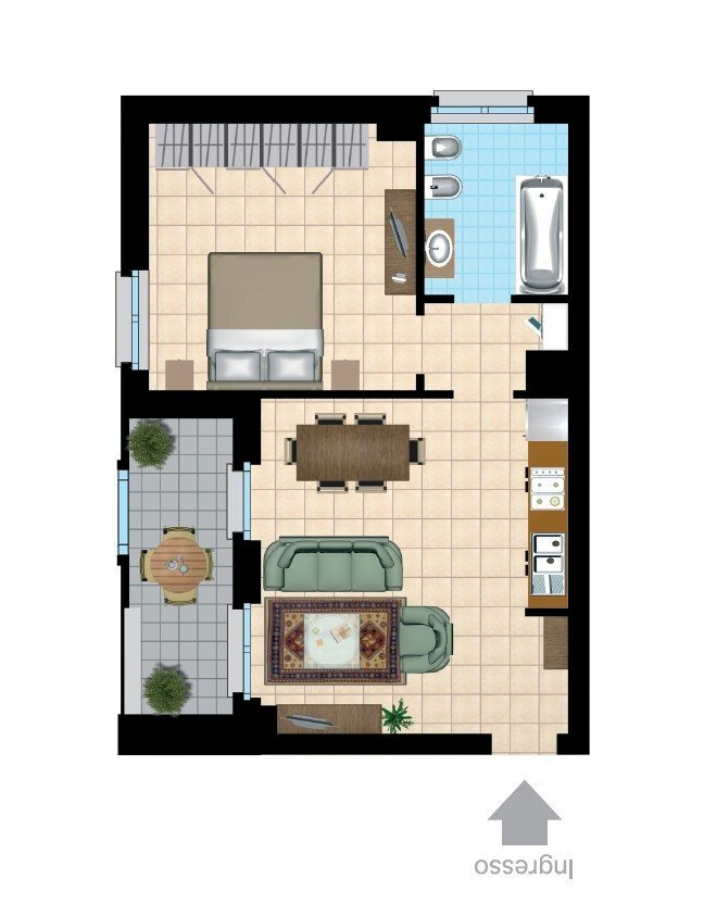 Bilocale via Anna Maria Mozzoni, Bubbiano - planimetria 1