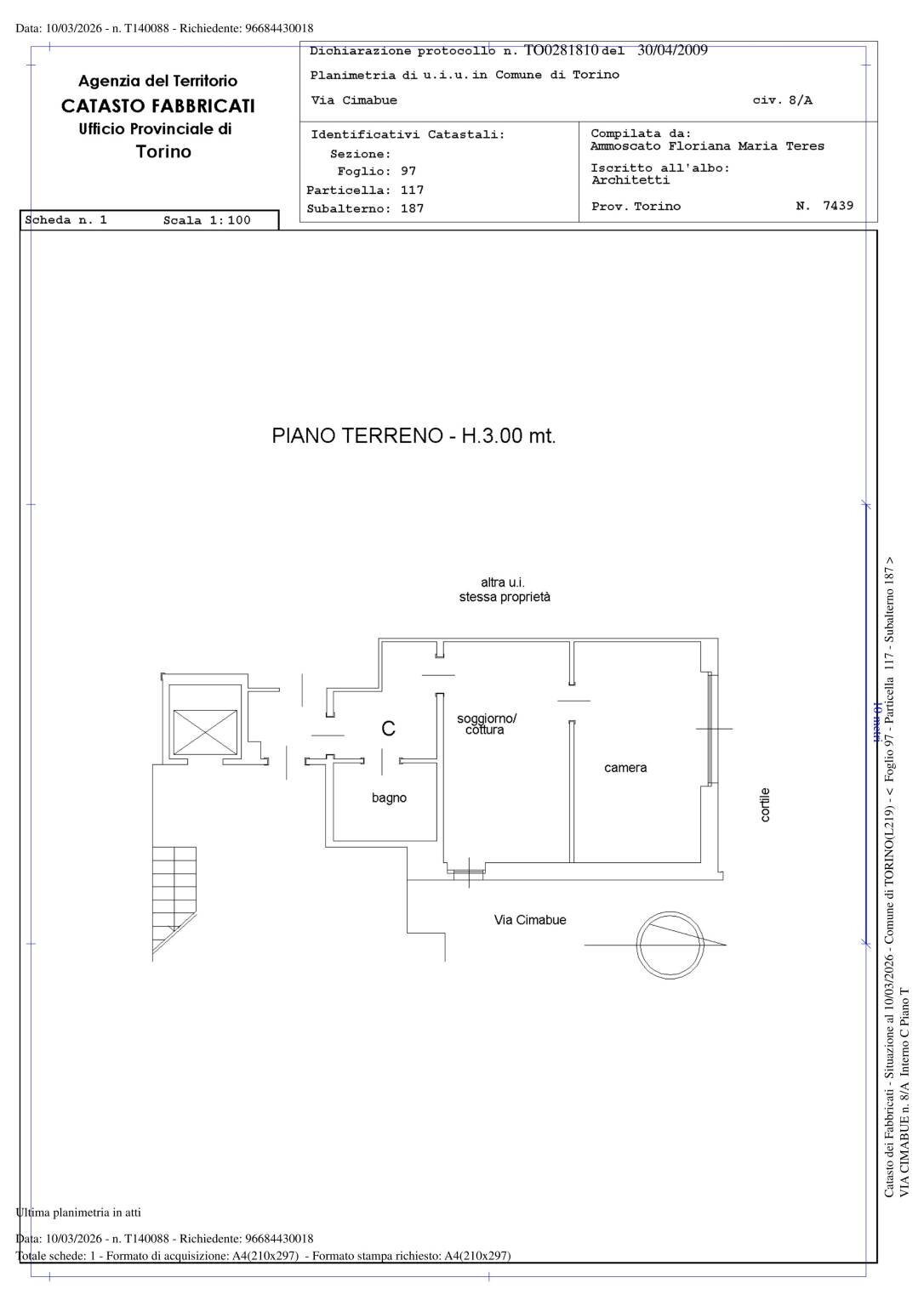 Two-room apartment via Cimabue, 8, Torino (neighborhood Mirafiori Nord) - floor plans 1