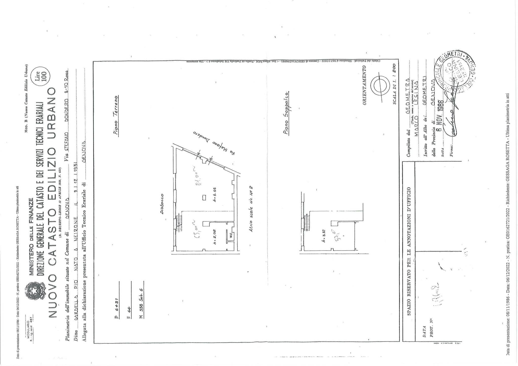Negozio via Stefano Dondero, 8, Genova (zona Sampierdarena) - planimetria 1
