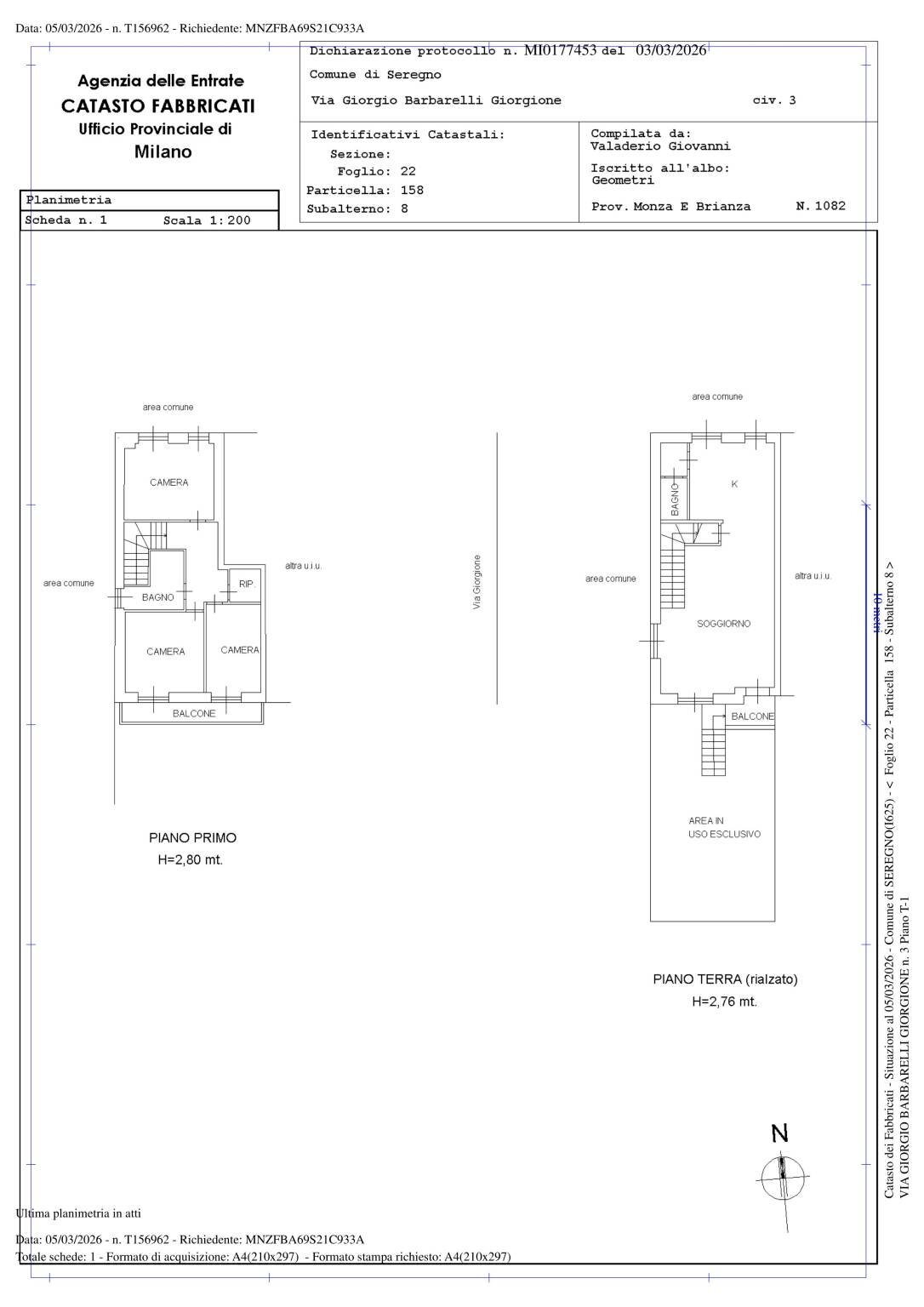 Villa a Schiera via Giorgio Giorgione, 2, Seregno - planimetria 1