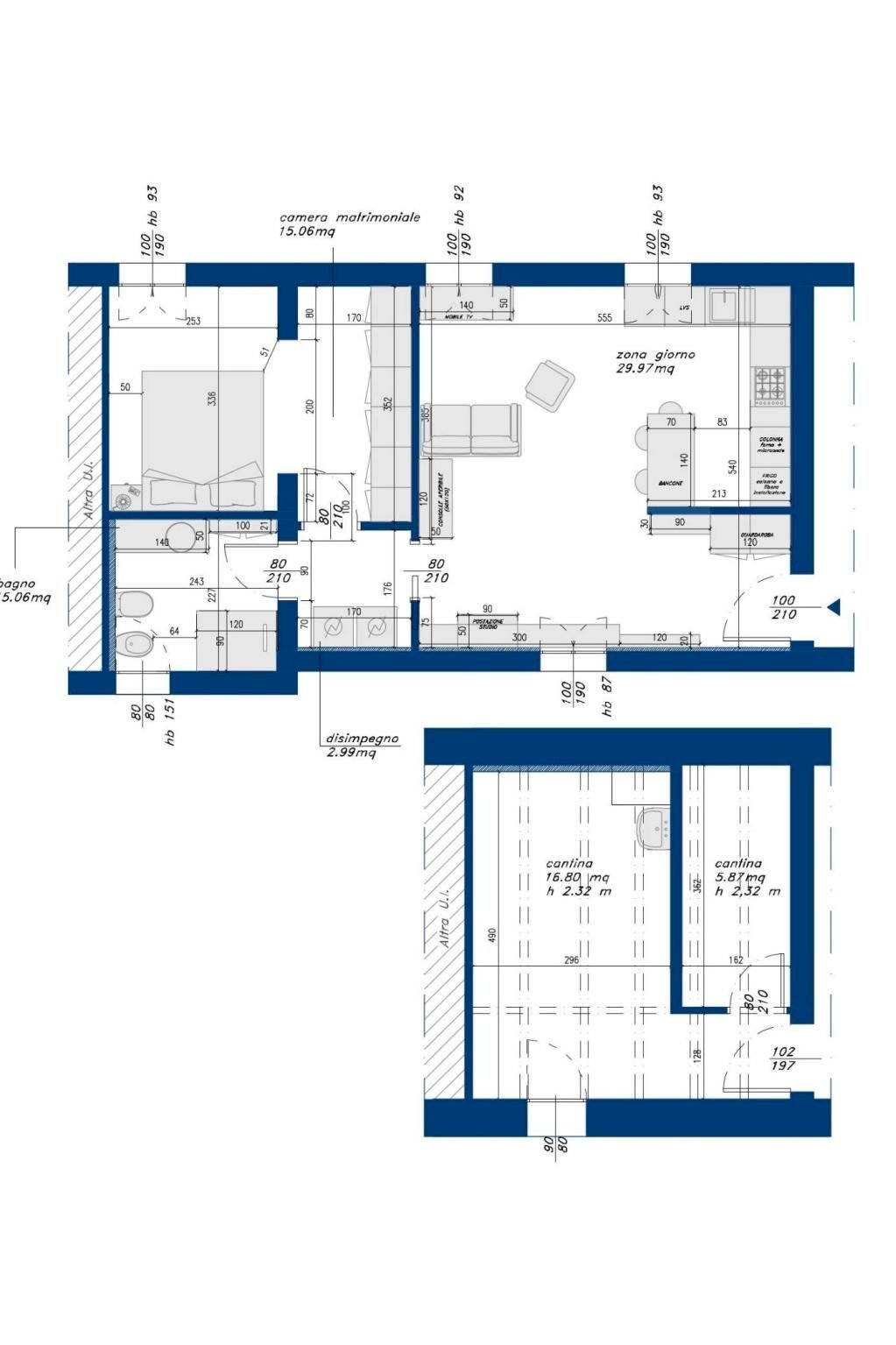 Bilocale via Sabotino, Bologna (zona Saffi) - planimetria 1