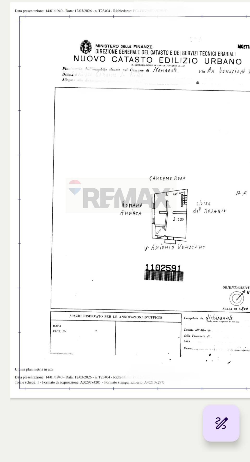 Pianta 2D - Trilocale Via Antonio Veneziano
 
172, Monreale - planimetria 1