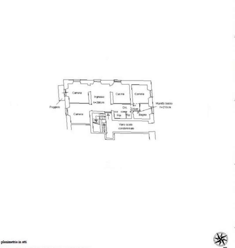 appartamento in locazione salita inferiore sant\'an - Trilocale salita Inferiore Sant'Anna, Genova (zona Castelletto) - planimetria 1