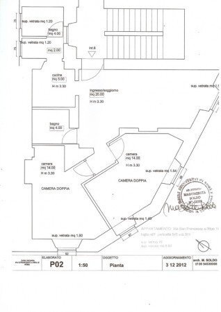 Three-room apartment via di San Francesco a Ripa, Roma (neighborhood Trastevere) - floor plans 1