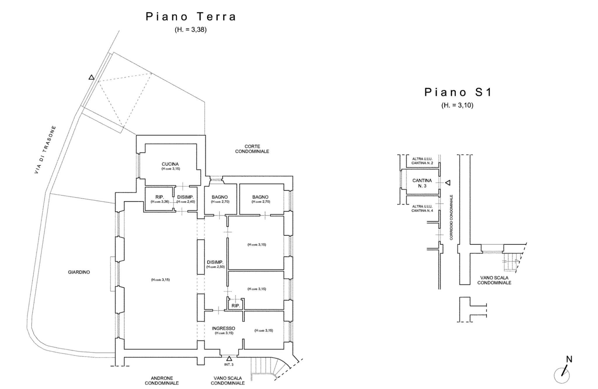Quadrilocale via di Trasone, 16, Roma - planimetria 1