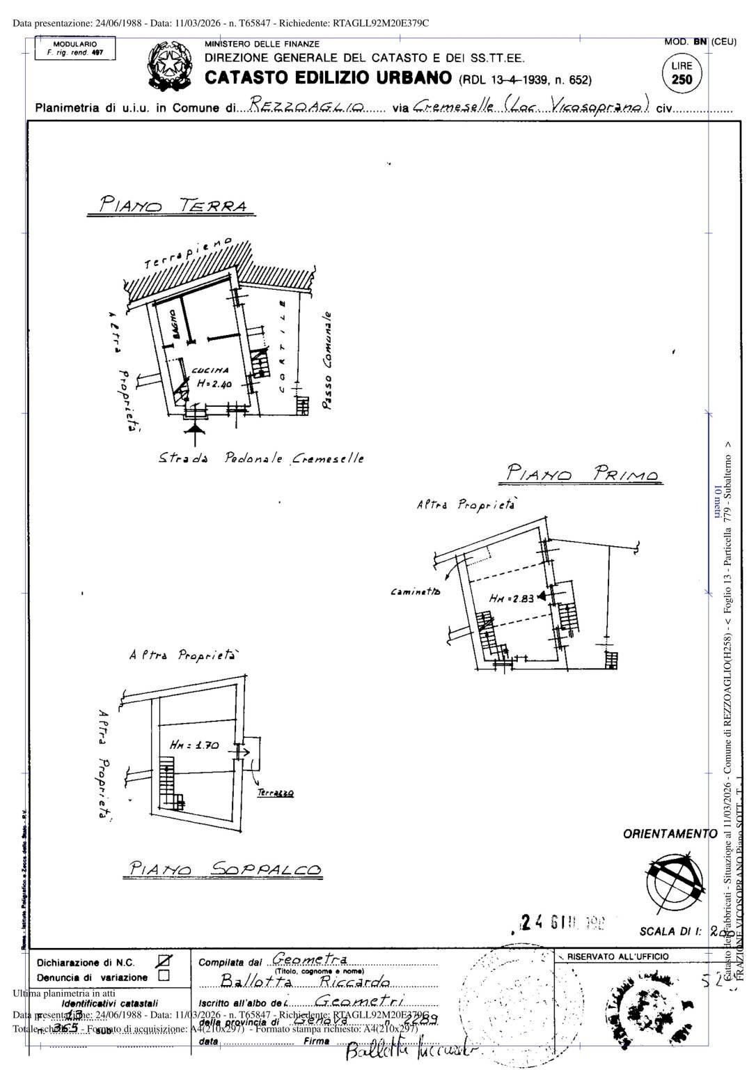 Quadrilocale Località Vicosoprano, 27, Rezzoaglio - planimetria 1