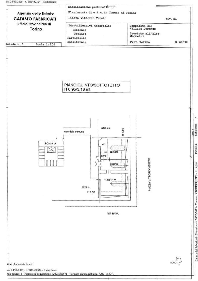 planimetria - Attic piazza Vittorio Veneto, 21, Torino (neighborhood Centro) - floor plans 1