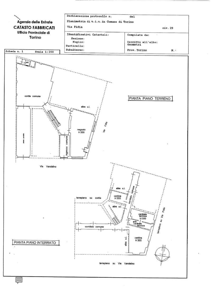 planimetria - Negozio via Fidia, 29, Torino (zona Pozzo Strada) - planimetria 1