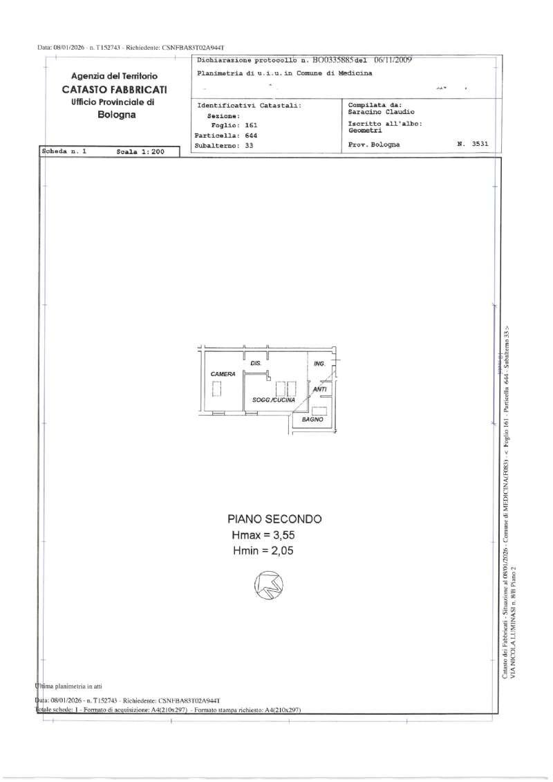 skm_c250i26020309440 - Bilocale via Nicola Luminasi, Medicina - planimetria 1