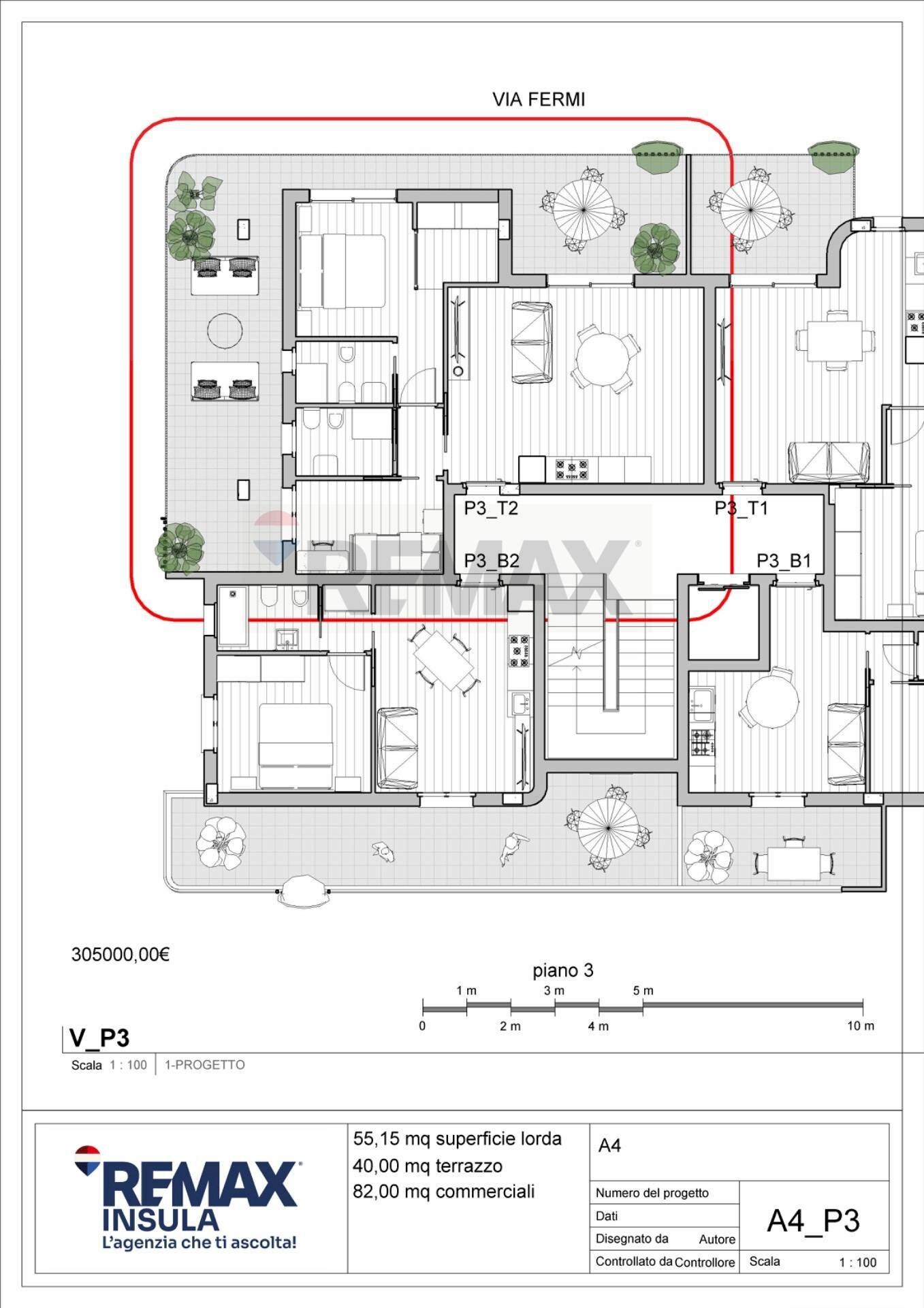 Pianta 2D - Three-room apartment Via Fermi, Alghero - floor plans 1