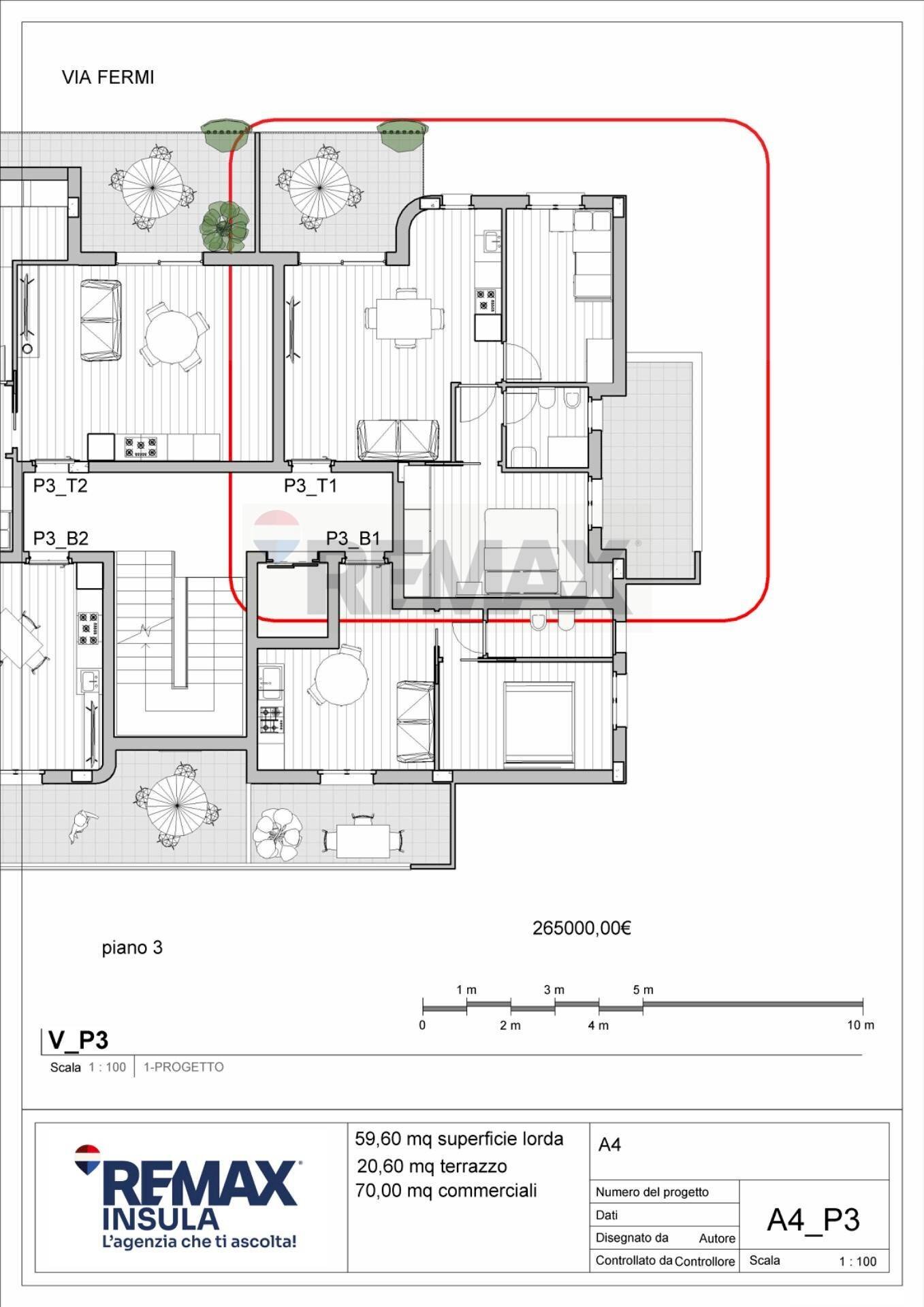 Pianta 2D - Three-room apartment Via Fermi, Alghero - floor plans 1