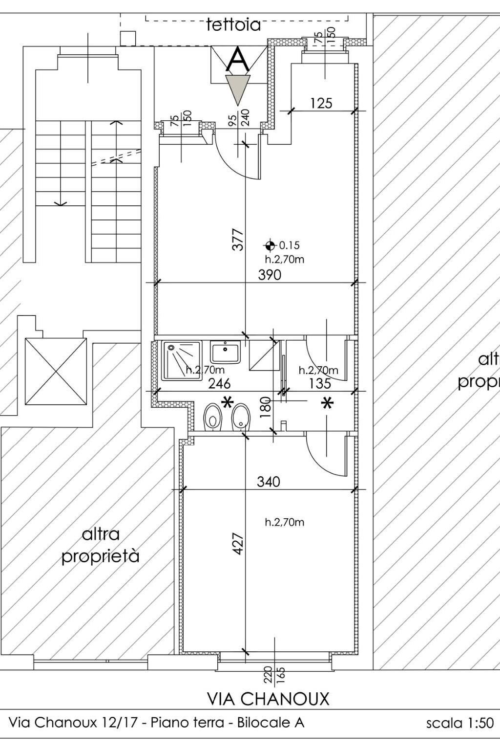 Bilocale via Abate Pietro Chanoux, 12/17, Torino (zona Pozzo Strada) - planimetria 1