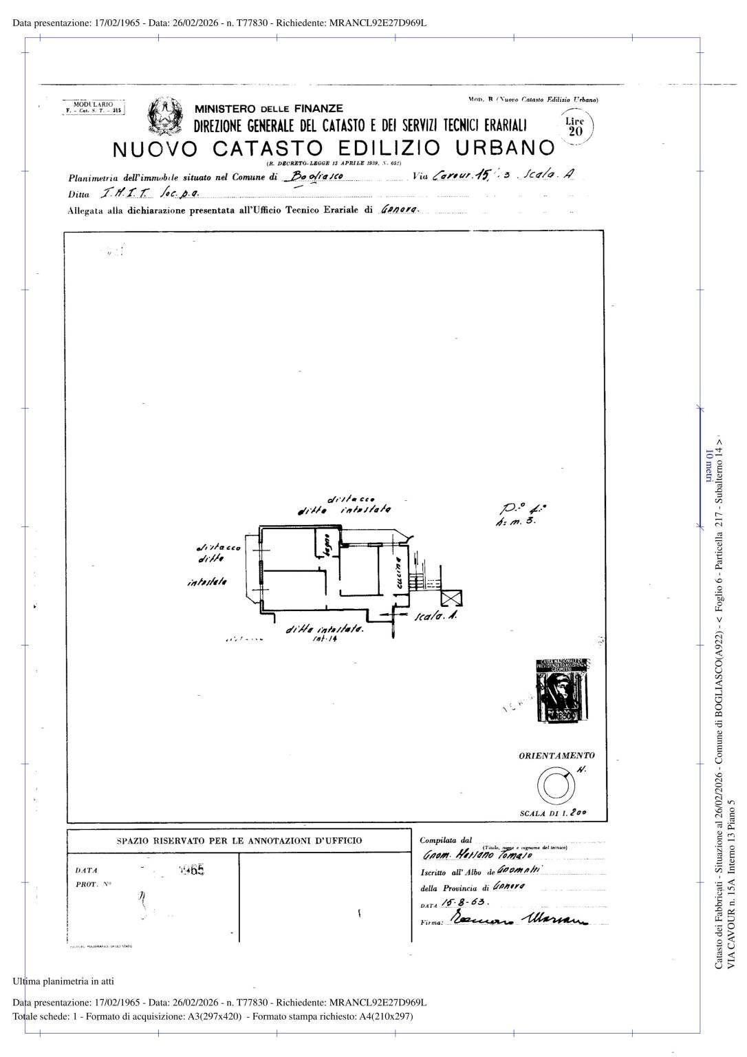 Quadrilocale via Camillo Benso di Cavour, Bogliasco - planimetria 1