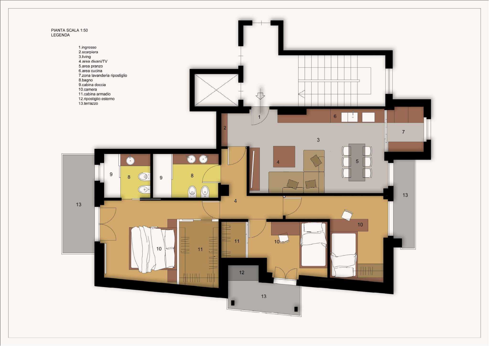 tav01_chivasso_page-0001 - Three-room apartment via Gian Antonio Momo, 29, Chivasso - floor plans 1