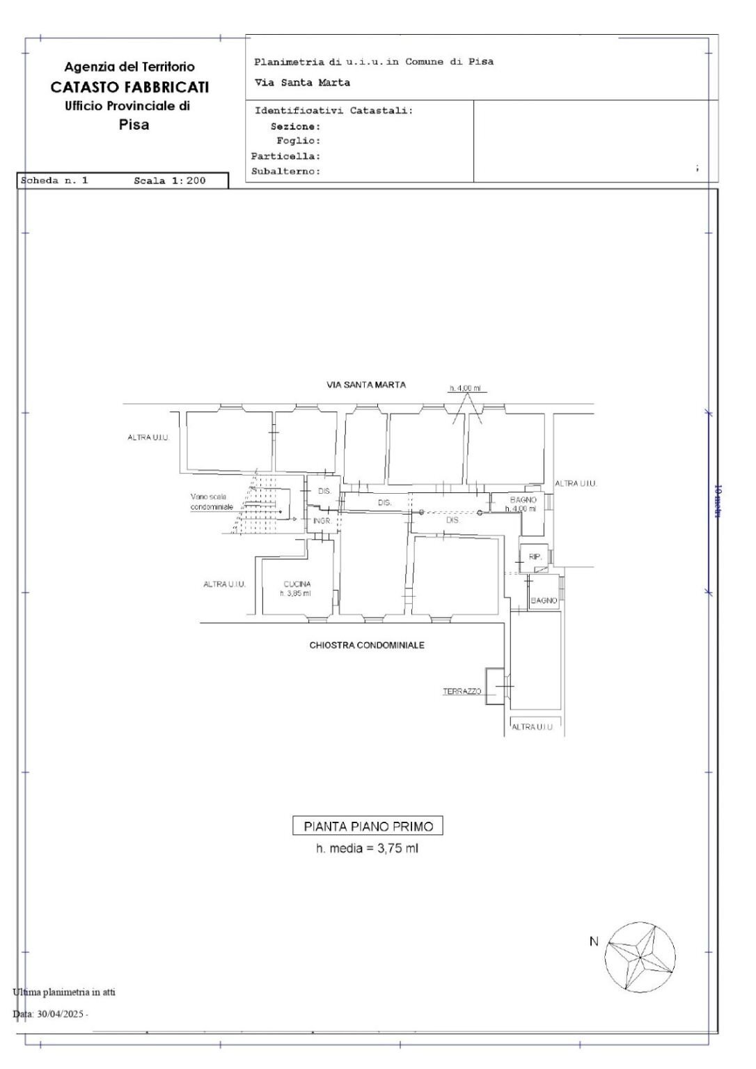 Apartment via Santa Marta, 57, Pisa - floor plans 1