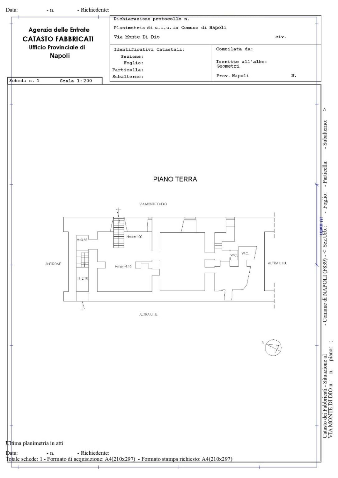 Magazzino via Monte di Dio, Napoli (zona San Ferdinando) - planimetria 1