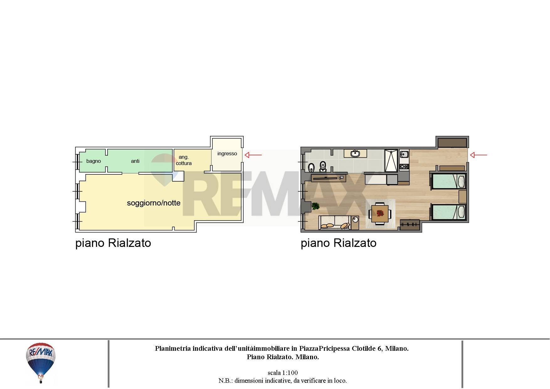 Pianta 2D - Monolocale Piazza Principessa Clotilde
 
6, Milano - planimetria 1