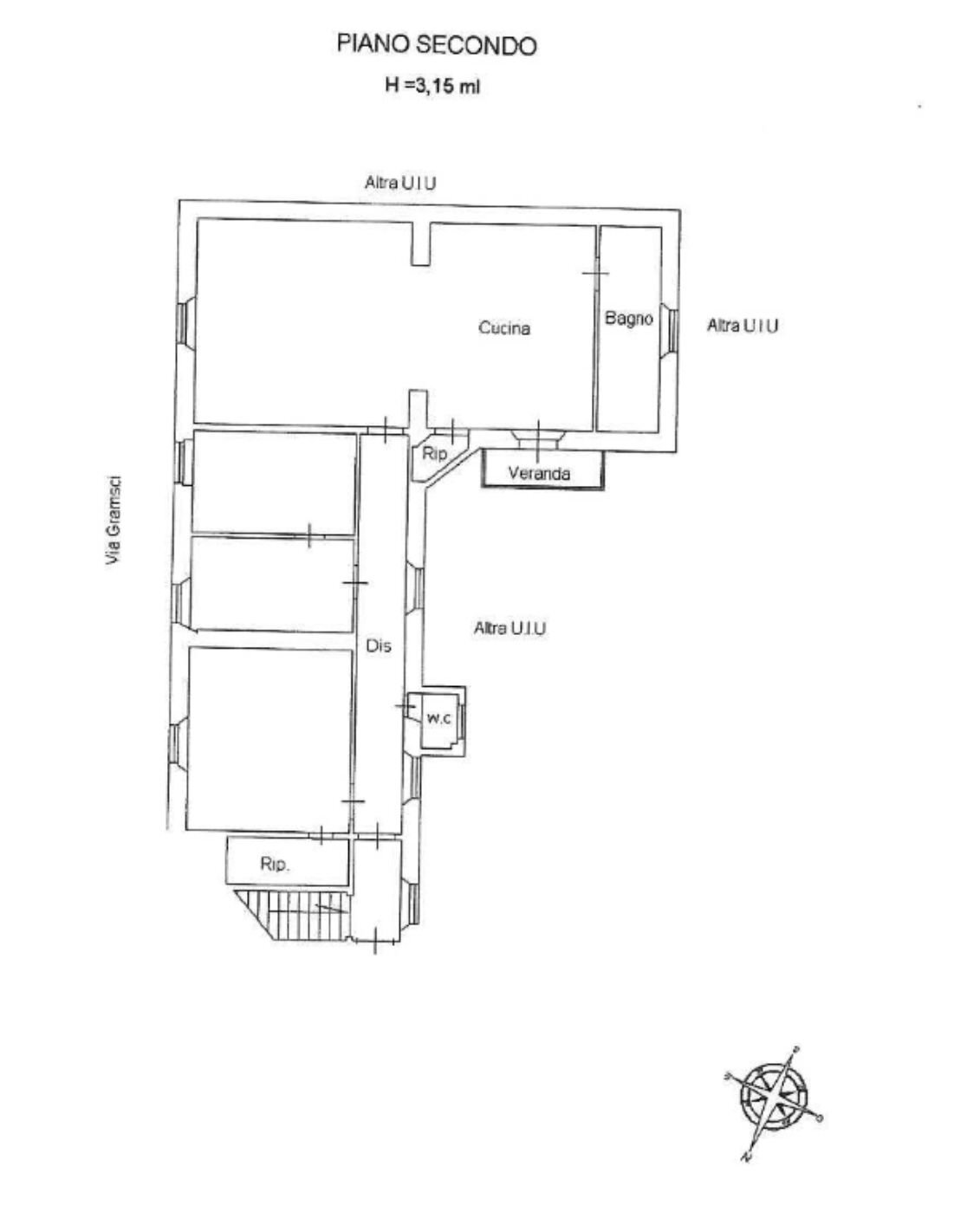 Quadrilocale via Antonio Gramsci, 42, Livorno - planimetria 1