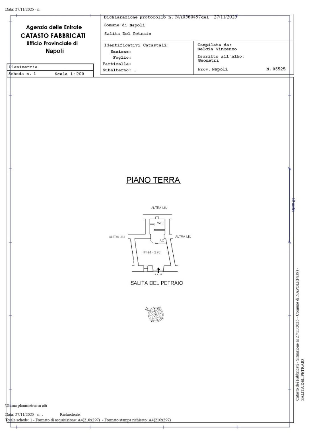 One-room apartment salita del Petraio, Napoli (neighborhood Vomero) - floor plans 1