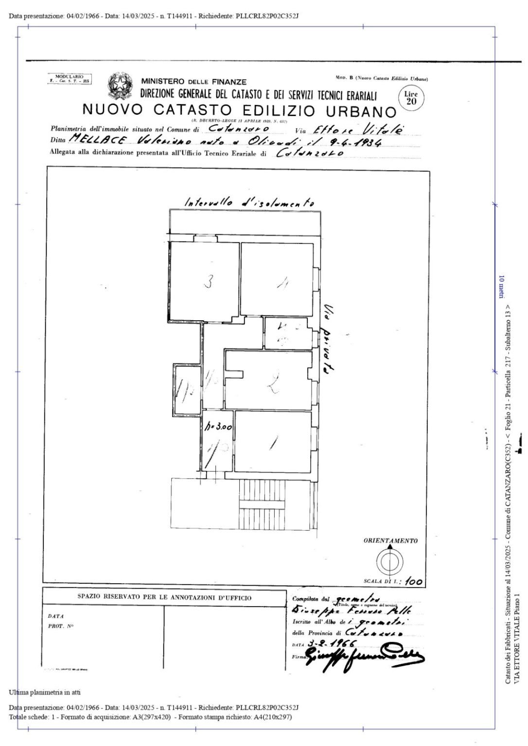 Trilocale via Nicola Lombardi, 9, Catanzaro - planimetria 1
