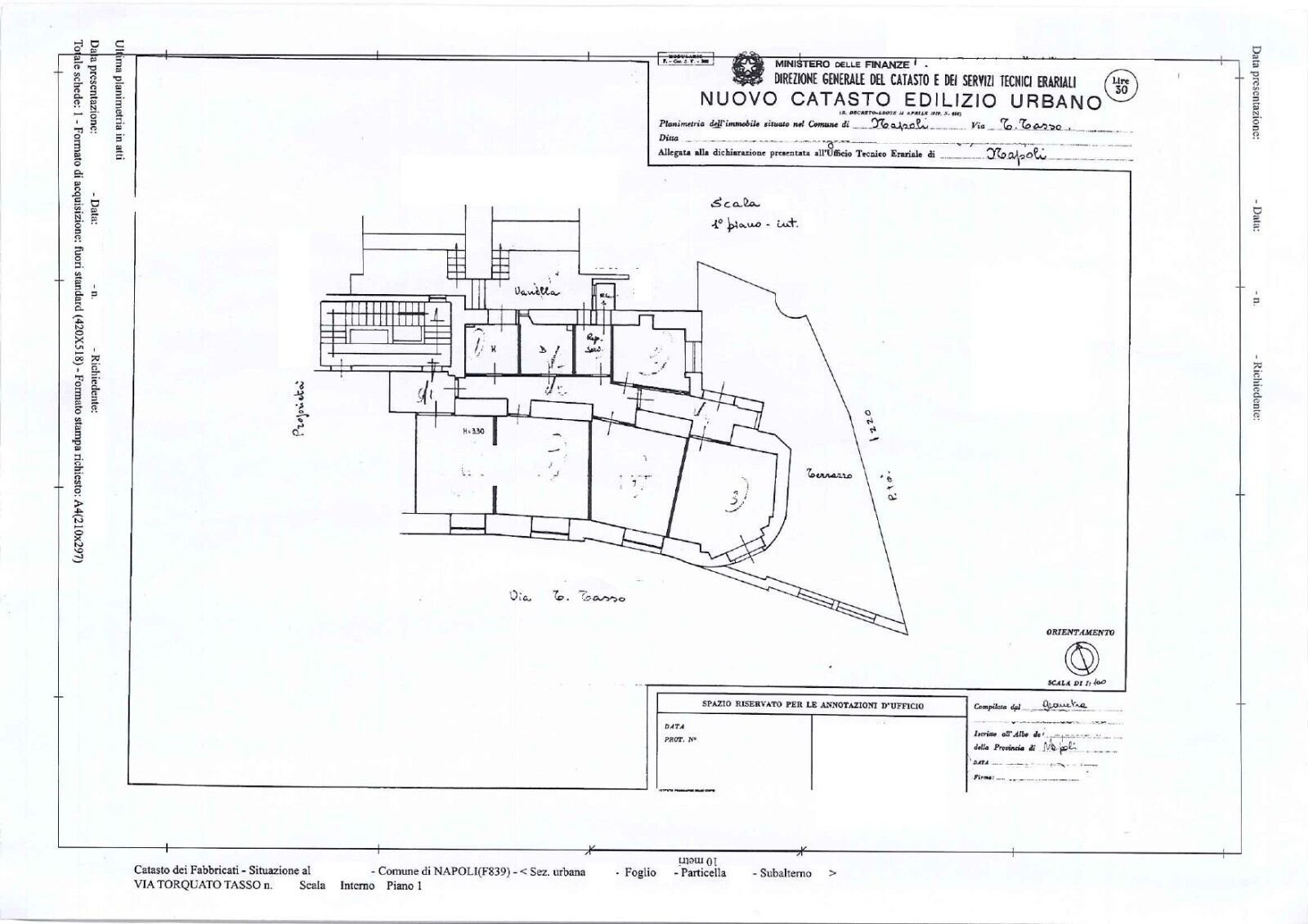 Quadrilocale via Torquato Tasso, Napoli (zona Vomero) - planimetria 1