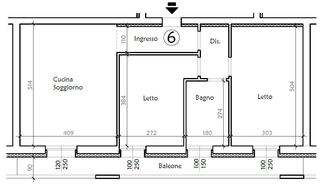 Foto 19 - Trilocale Via  Veneto, Piacenza - planimetria 1