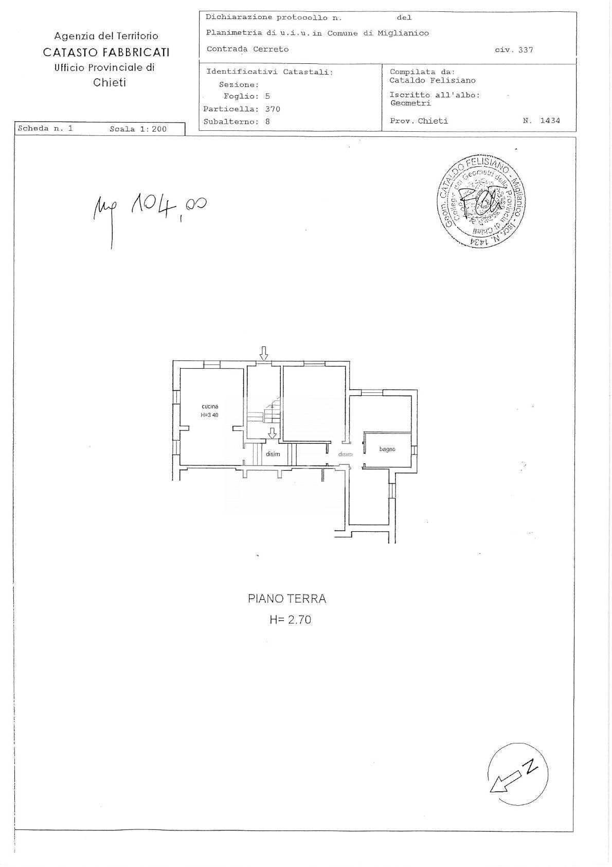Foto 108 - Villa CONTRADA CERRETO, Miglianico - planimetria 1