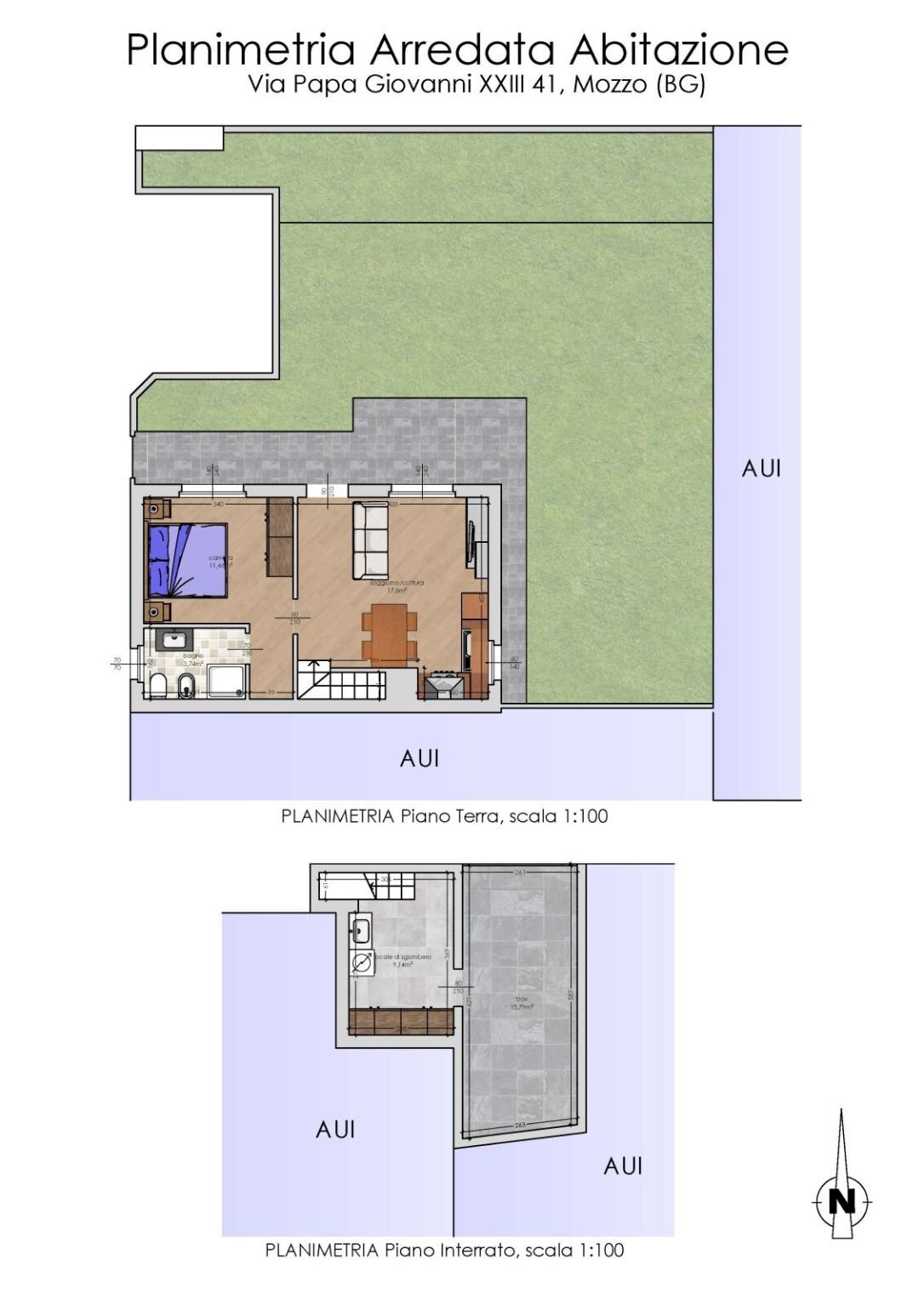 Two-room apartment via Papa Giovanni XXIII, 41, Mozzo - floor plans 1