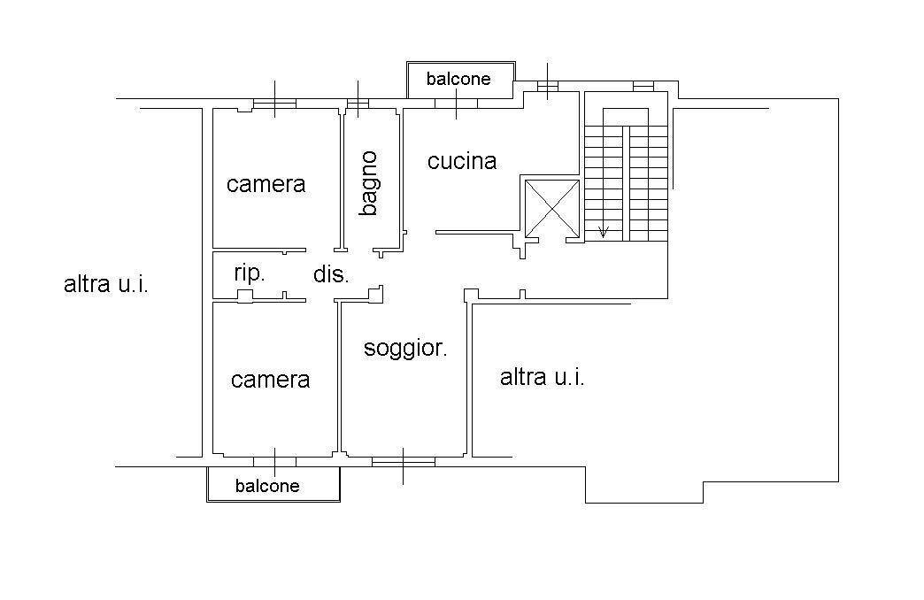 Quadrilocale via Cardinale Gil De Albornoz, Bologna (zona Mazzini) - planimetria 1