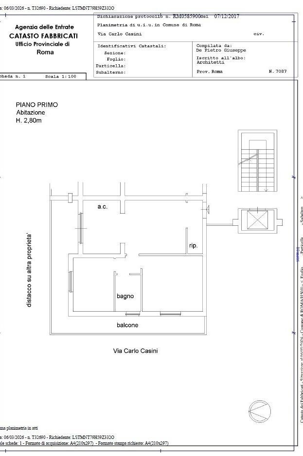 Three-room apartment via Carlo Casini, hamlet Dragona, Roma - floor plans 1