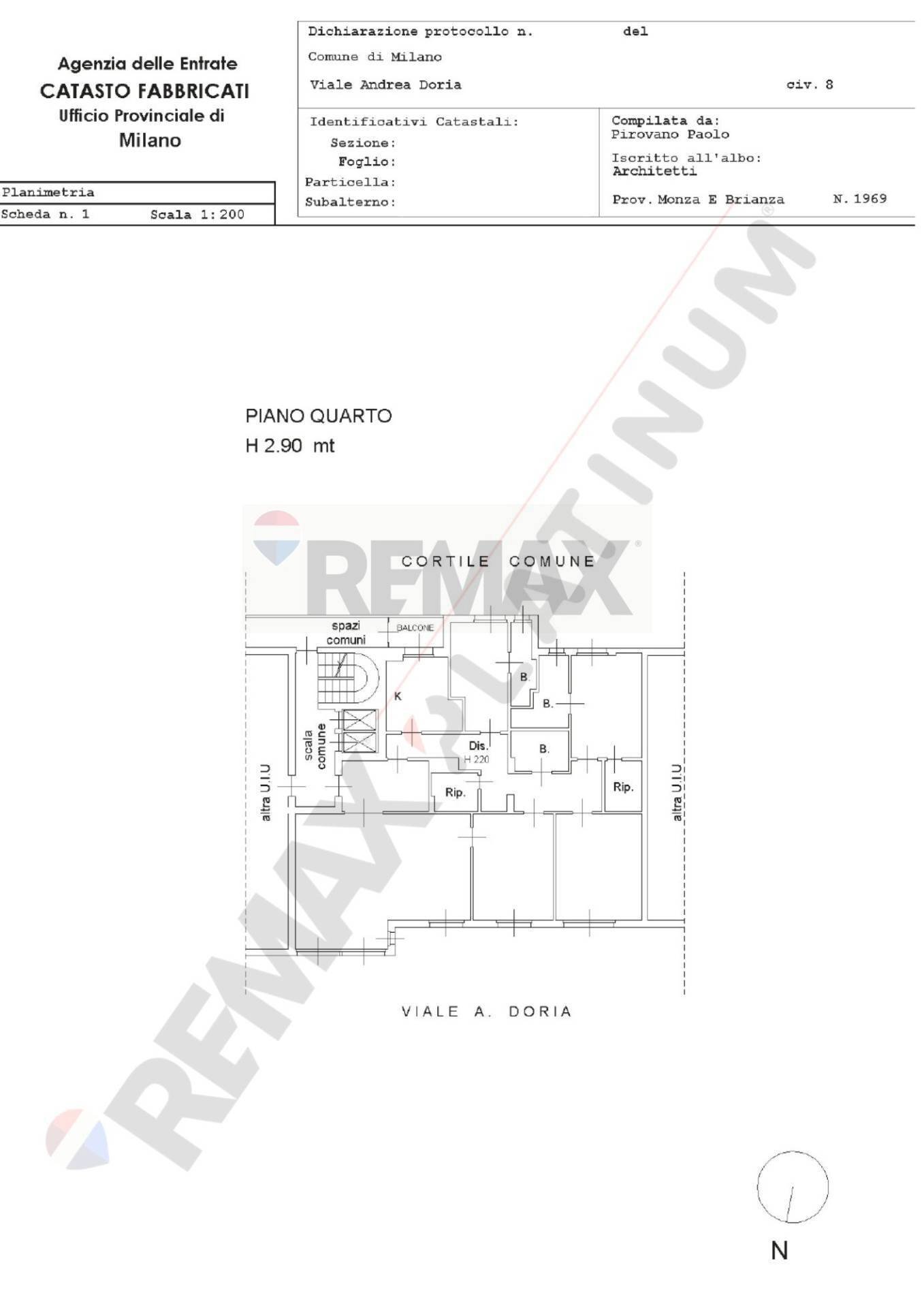 Pianta 2D - Appartamento Via Andrea Doria
 
8, Milano - planimetria 1