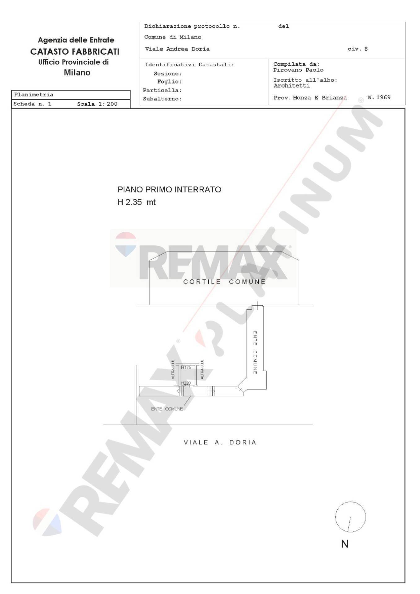 Pianta 2D - Appartamento Via Andrea Doria
 
8, Milano - planimetria 1