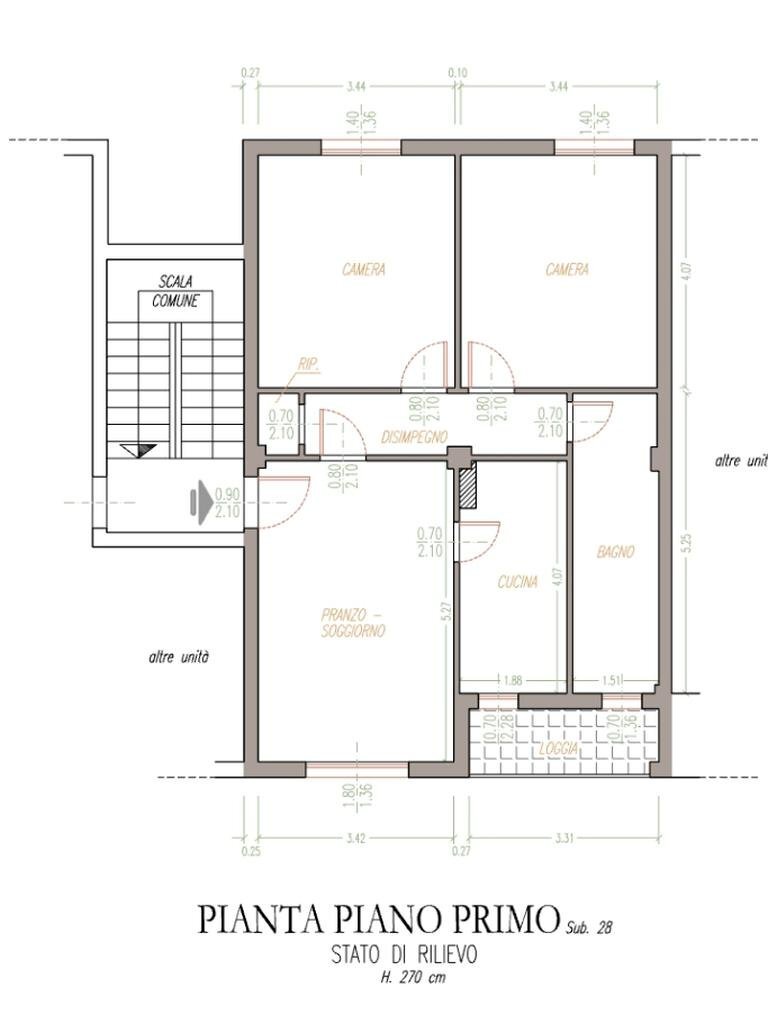 Three-room apartment Via Arezzo, Modena (neighborhood Morane - Contrada) - floor plans 1
