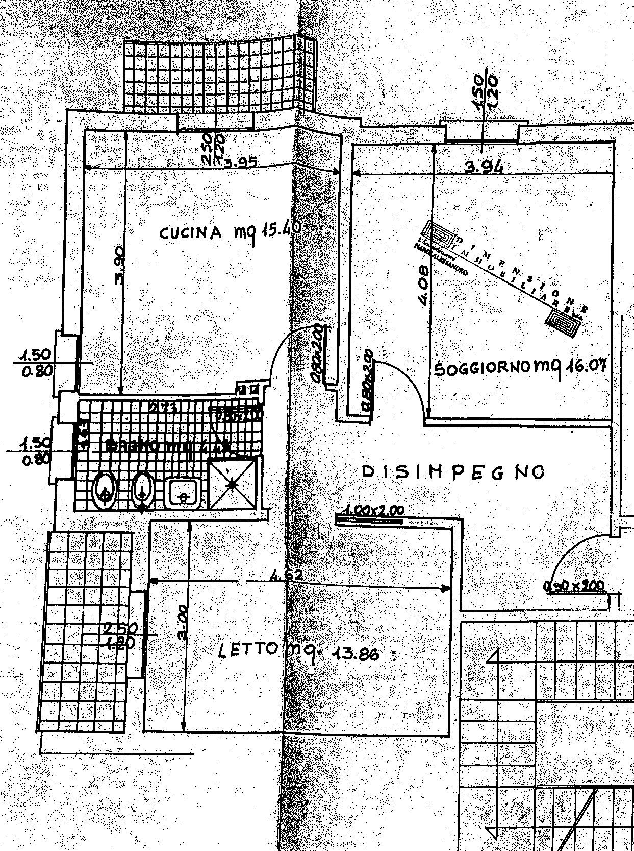 Trilocale via Ferrarese, 160, Bologna (zona Fiera) - planimetria 1