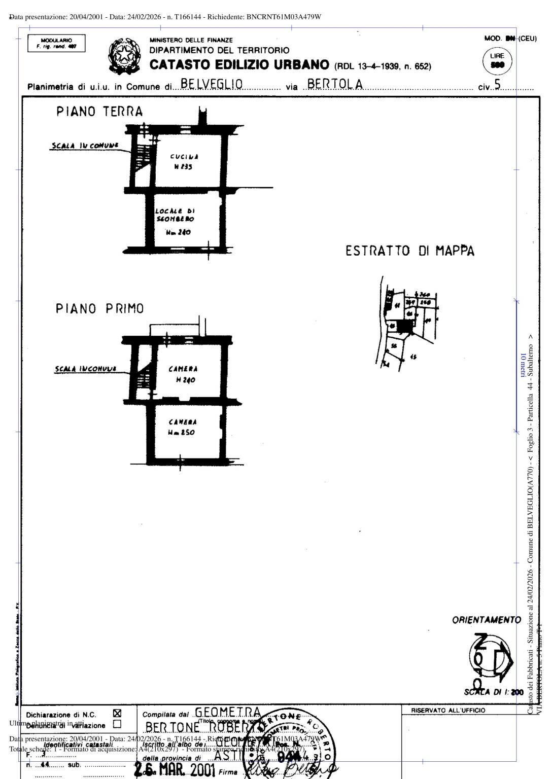 Casa indipendente via Bertola, Belveglio - planimetria 1