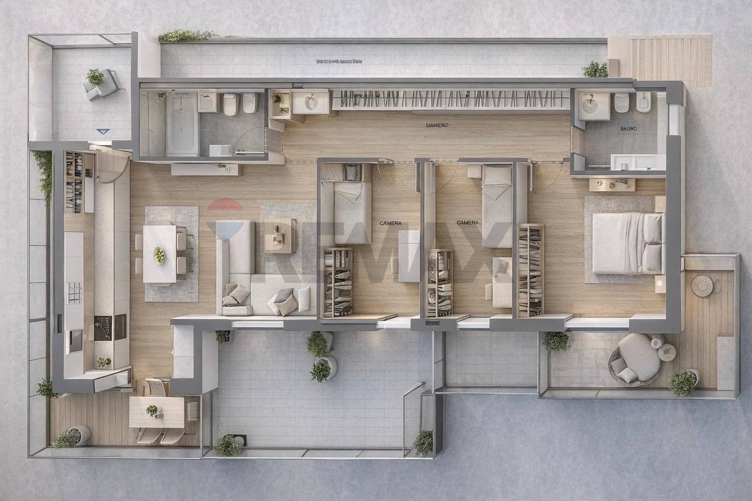 Pianta 3D - Quadrilocale Pesaro - foto 1