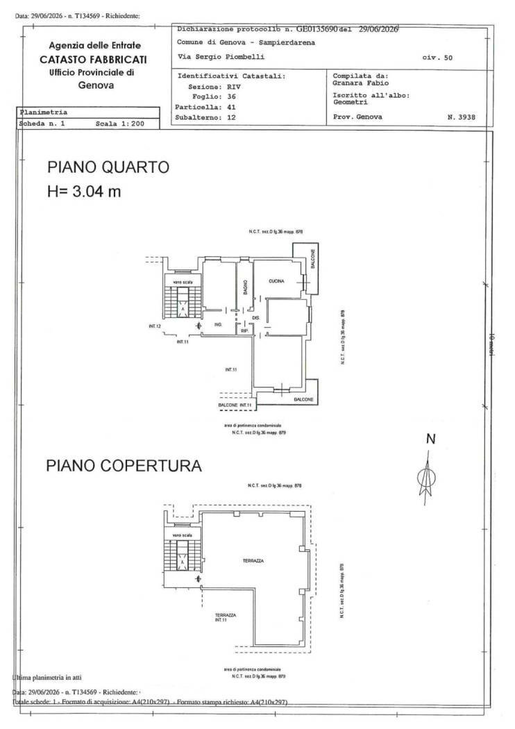 Three-room apartment via Sergio Piombelli, Genova (neighborhood Sampierdarena) - floor plans 1