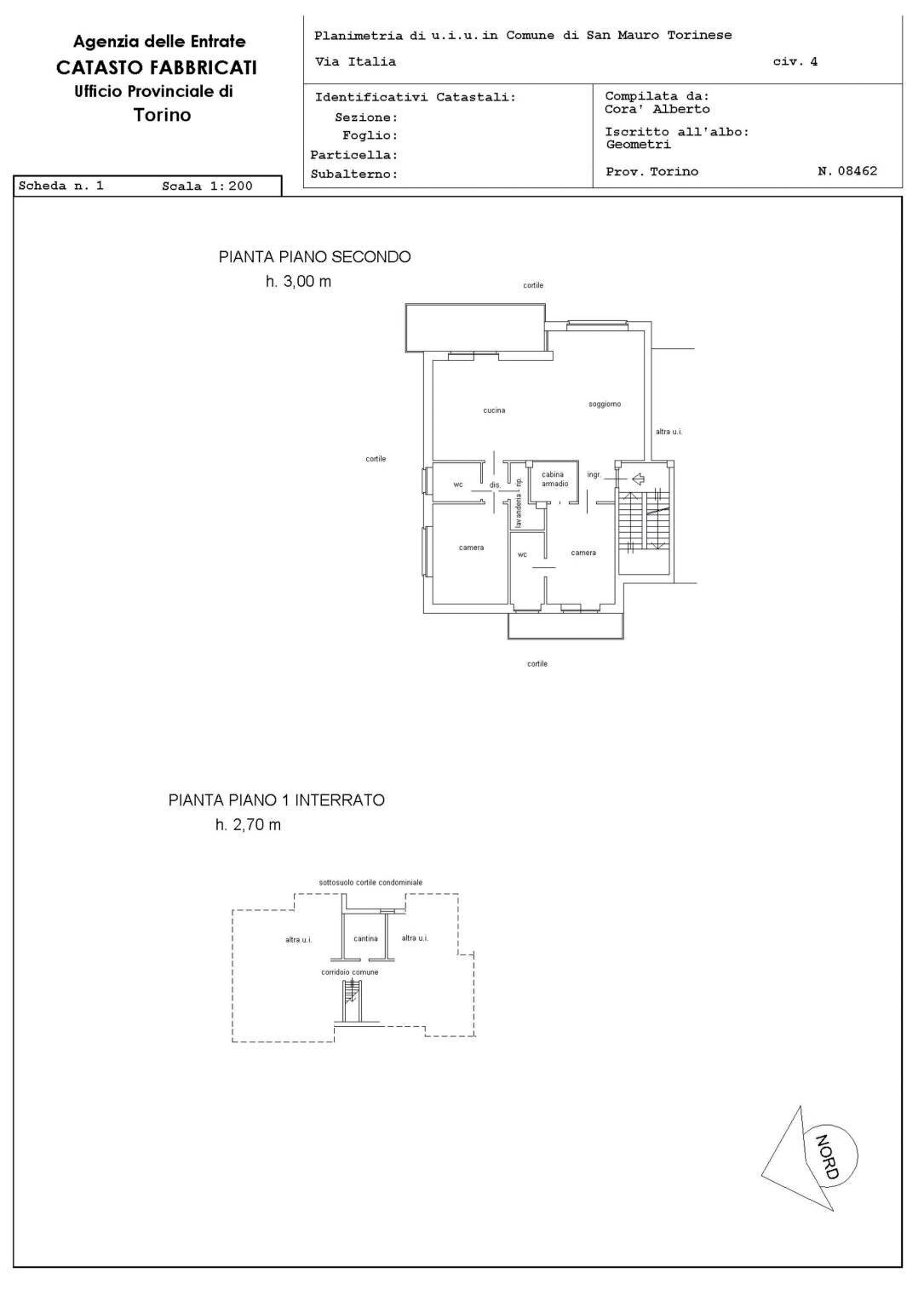 Quadrilocale via Italia, 4, San Mauro Torinese - planimetria 1
