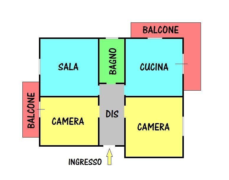 Quadrilocale via Amico Aspertini, 2/2, Bologna (zona Mazzini) - planimetria 1
