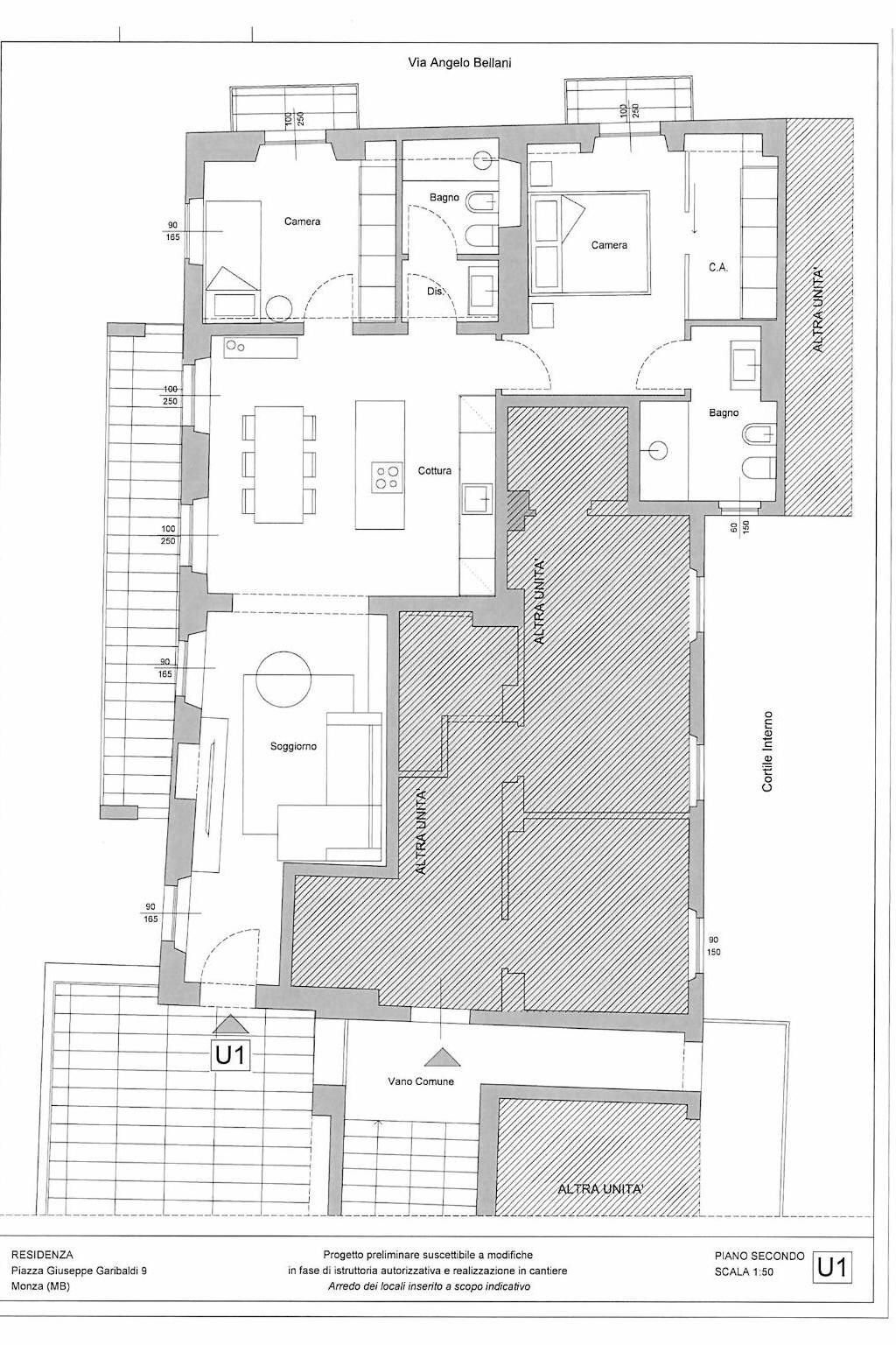 Appartamento piazza Giuseppe Garibaldi, 9, Monza - planimetria 1