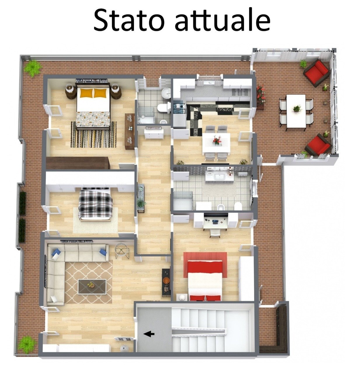 Planimetria 3d Via Serra Belvedere. - Four-room apartment Via Serra Belvedere 9, Misterbianco - floor plans 1