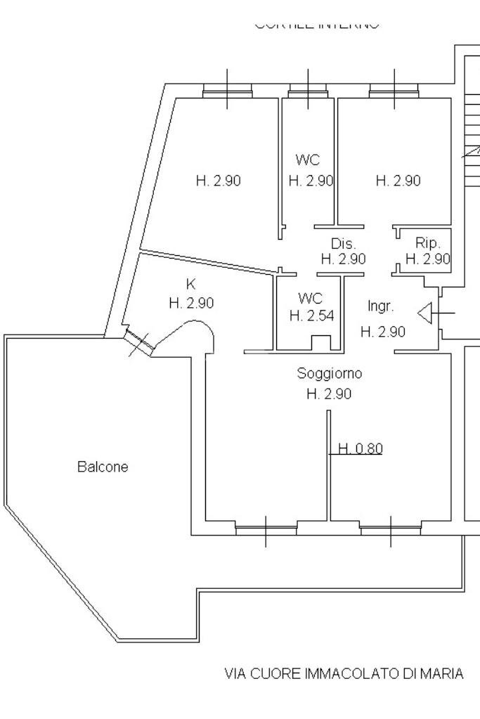 Three-room apartment Via Cuore Immacolato di Maria, Milano (neighborhood Vigentino) - floor plans 1