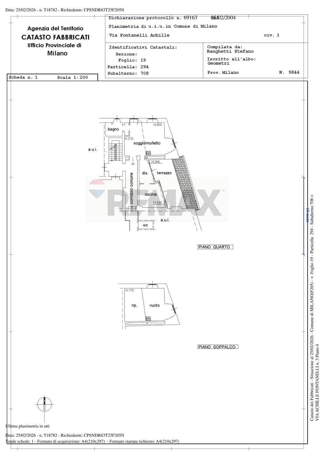 Pianta 2D - Loft via achille fontanelli
 
3, Milano - planimetria 1