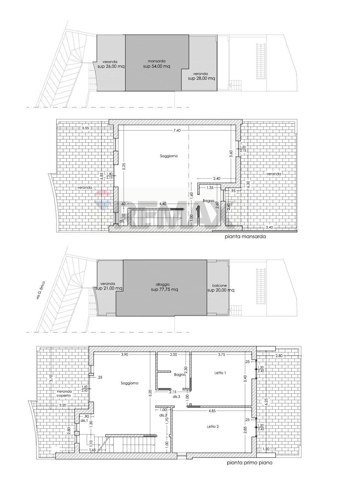 Pianta primo piano e mansarda 2D - Casa semi indipendente Via Camillo Benso Di Cavour
 
sn, Grumo Appula - planimetria 1